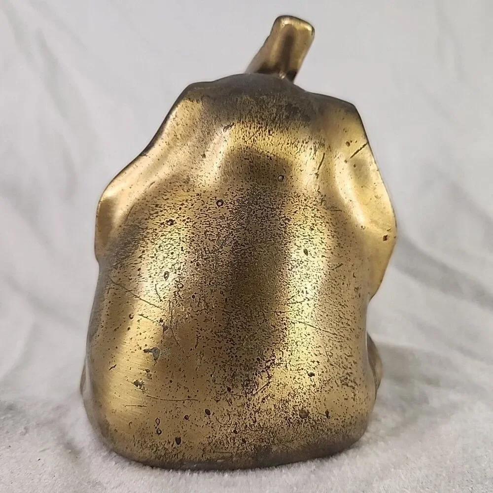 Statue Brass Elephant Sitting Figure Trunk Up 5
